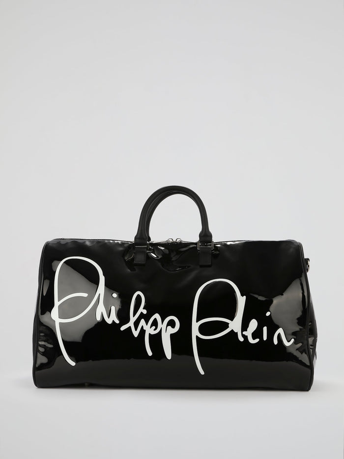 Black Signature Patent Leather Travel Bag