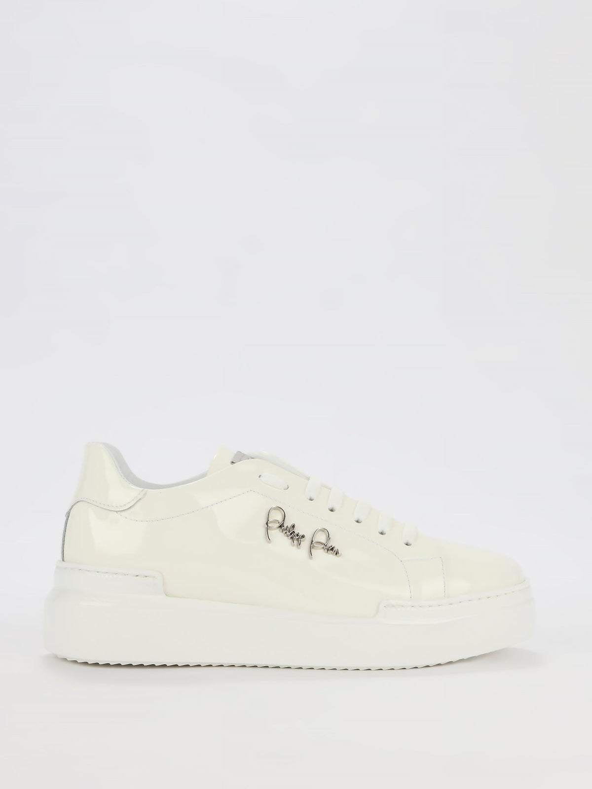 White Patent Leather Platform Sneakers