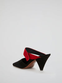 Seven Black and Red Suede Mules