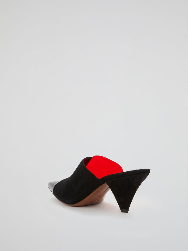 Black and Red Acetate Mules