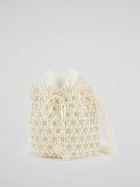 White Pearl Embellished Bucket Bag