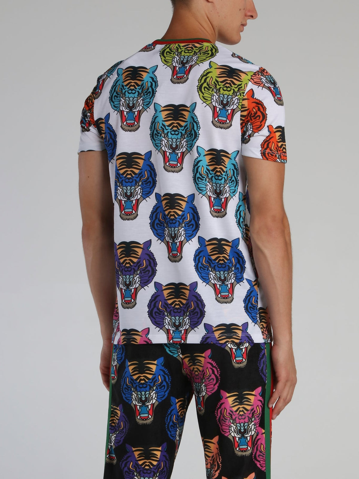 Tiger Face All Over Round Neck T-Shirt