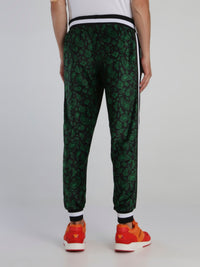 Green Paisley Print Track Pants