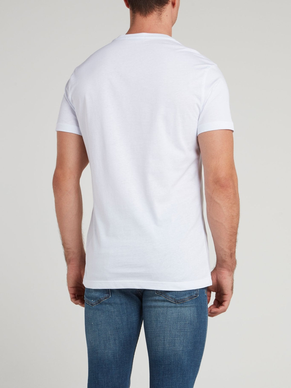 White Logo Embroidered V-Neck Shirt