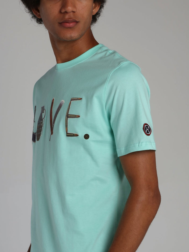 Mint Weapons or Love Statement Crewneck T-Shirt