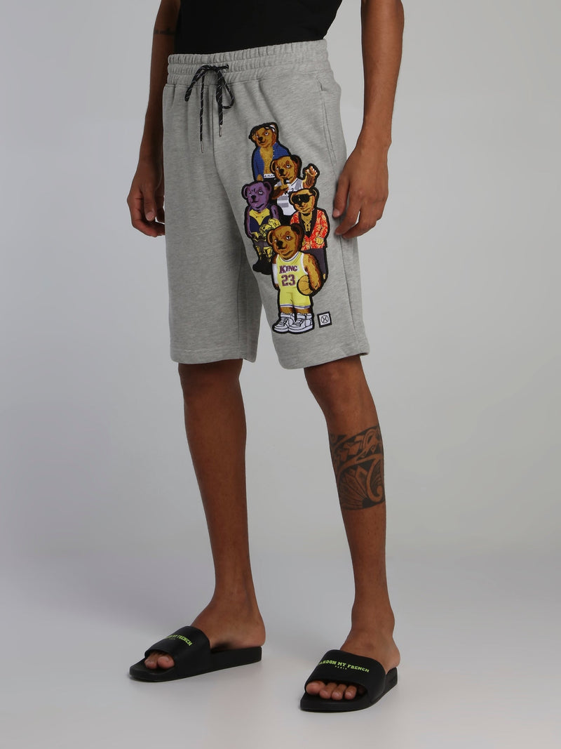 Bear Gang Grey Drawstring Sweatshorts