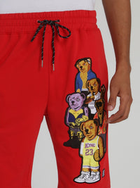 Bear Gang Red Drawstring Sweatshorts