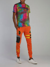 Orange Warning Statement Drawstring Sweat Pants