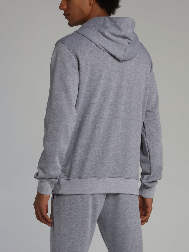 Grey Savage Appliqu��d Logo Drawstring Hoodie