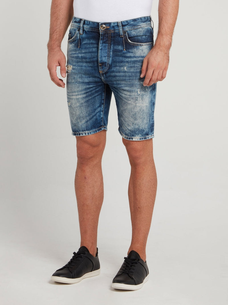 Blue Distressed Denim Shorts