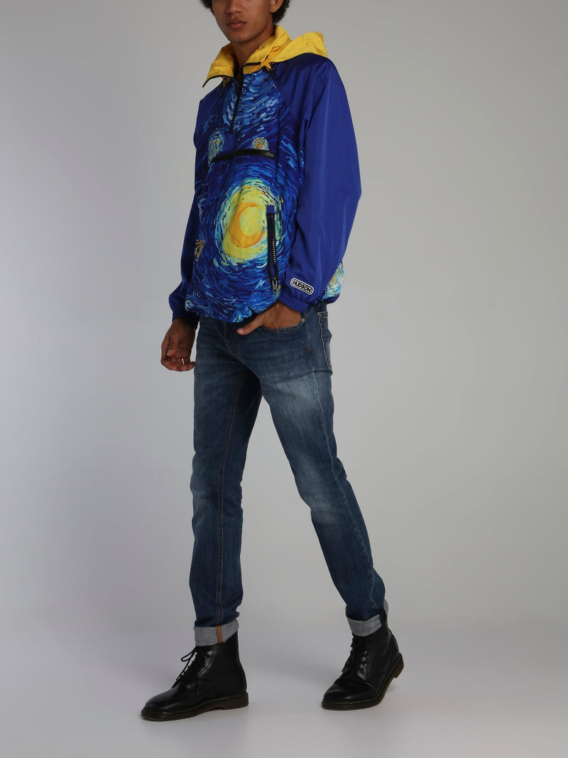 Swirling Sky Hooded Windbreaker