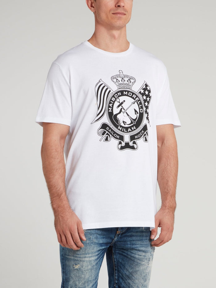 White Logo Cotton T-Shirt