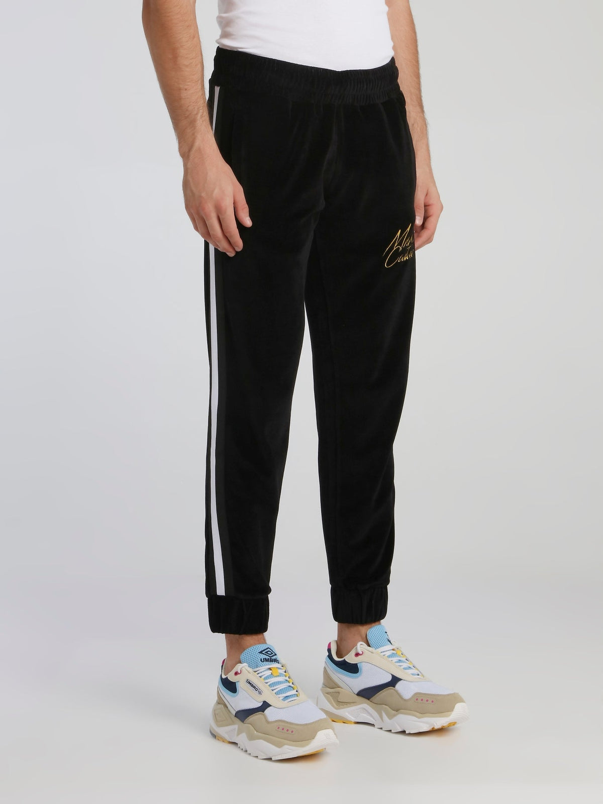 Black Waistband Chenille Track Pants