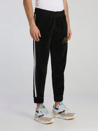 Black Waistband Chenille Track Pants