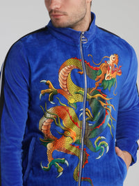 Blue Dragon Print Chenille Sweatshirt