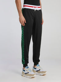 Black Side Band Drawstring Track Pants