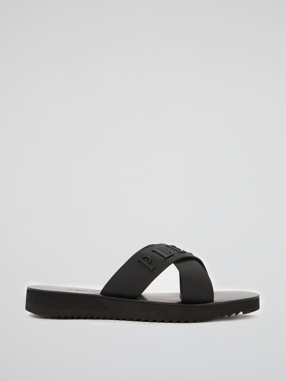 Black Logo Criss Cross Sandals