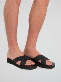 Black Logo Criss Cross Sandals