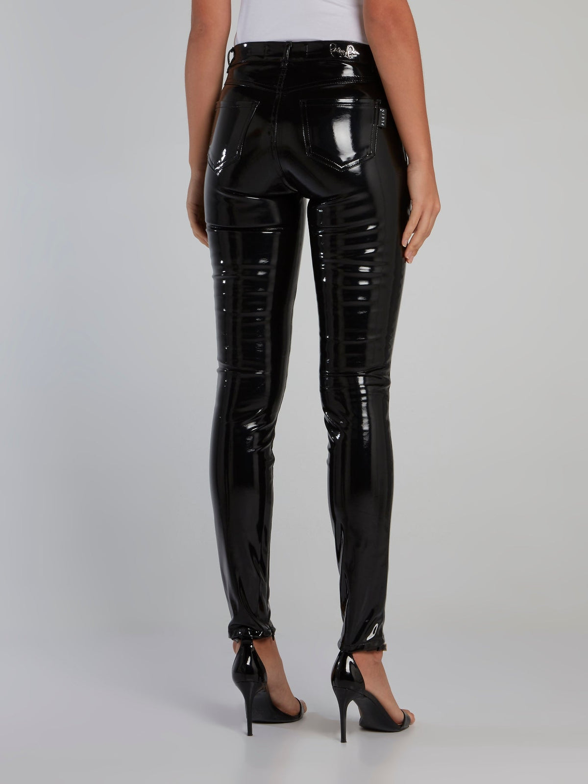 Black Patent Leather High Waist Pants