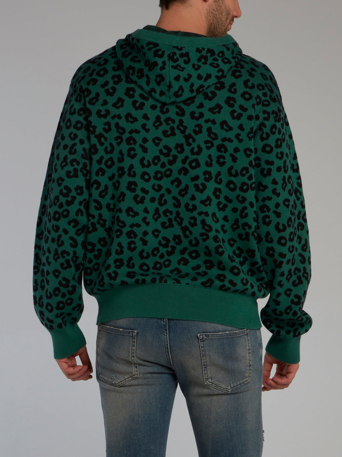 Green Jungle Leopard Hooded Sweater