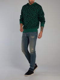 Green Jungle Leopard Hooded Sweater