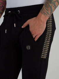 Black Spike Studded Jogging Trousers