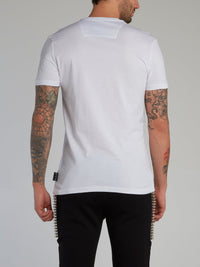 White Logo Appliqu��d Cotton T-Shirt