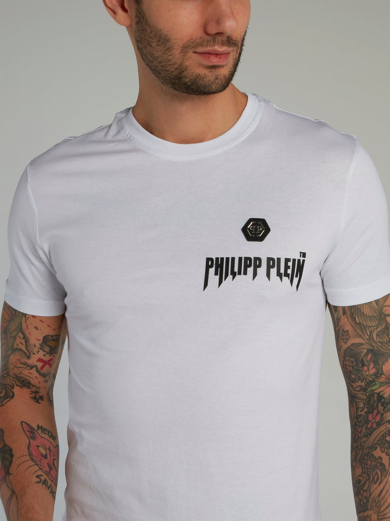 White Logo Appliqu��d Cotton T-Shirt