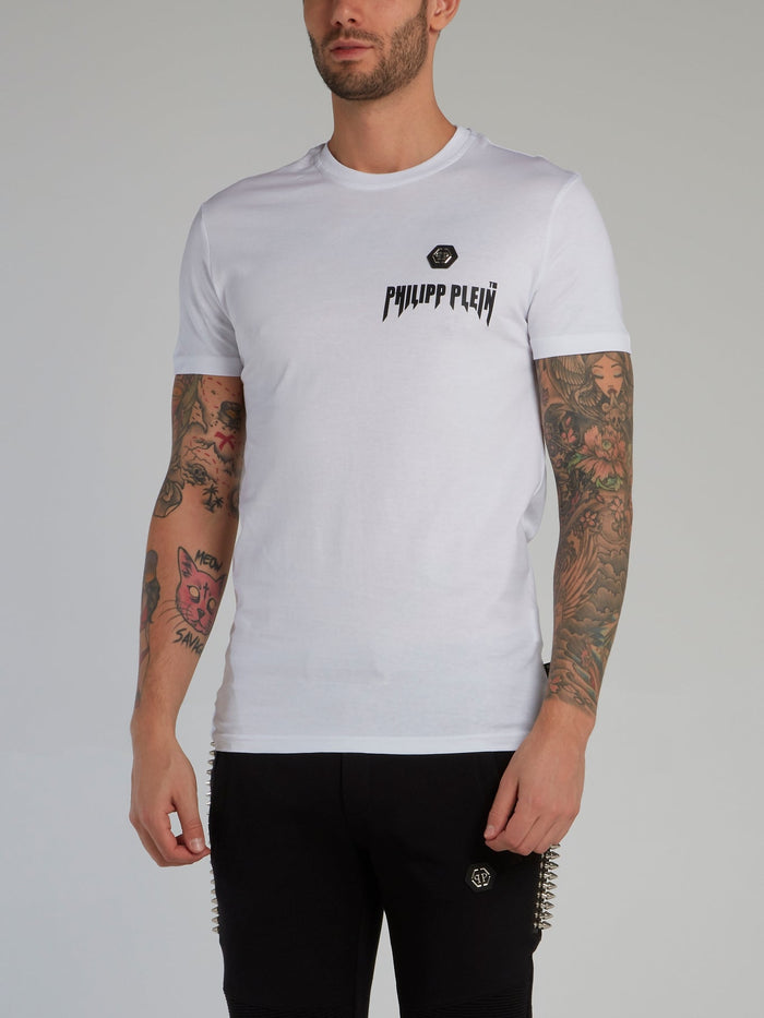 White Logo Appliqu��d Cotton T-Shirt