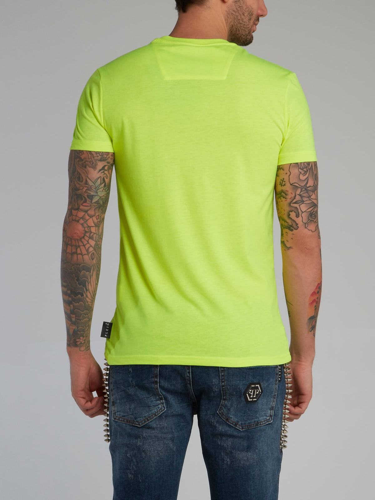 Neon Yellow Logo Appliqu��d Cotton T-Shirt