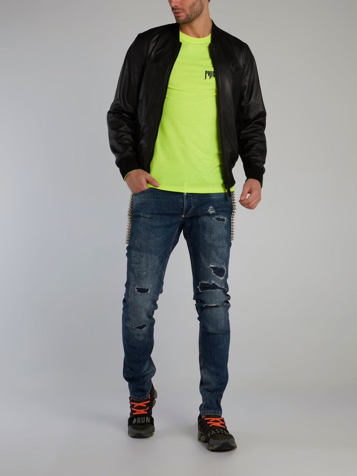 Neon Yellow Logo Appliqu��d Cotton T-Shirt