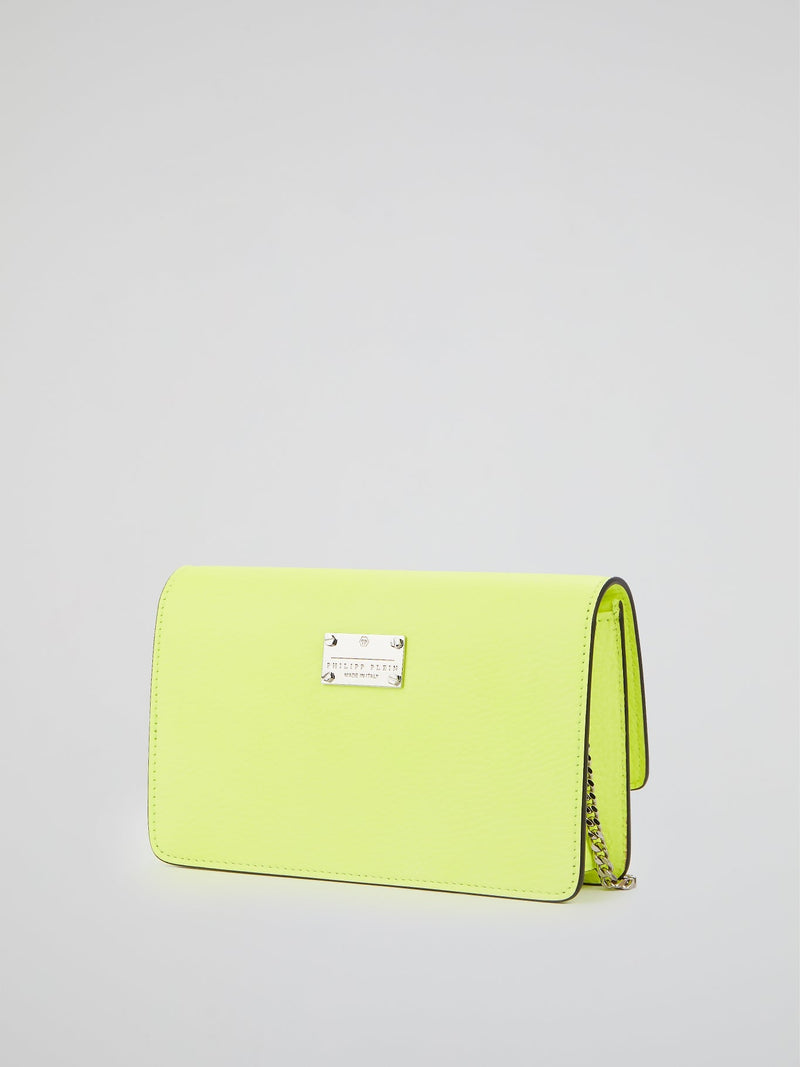 Neon Yellow Skull Crystal Shoulder Bag