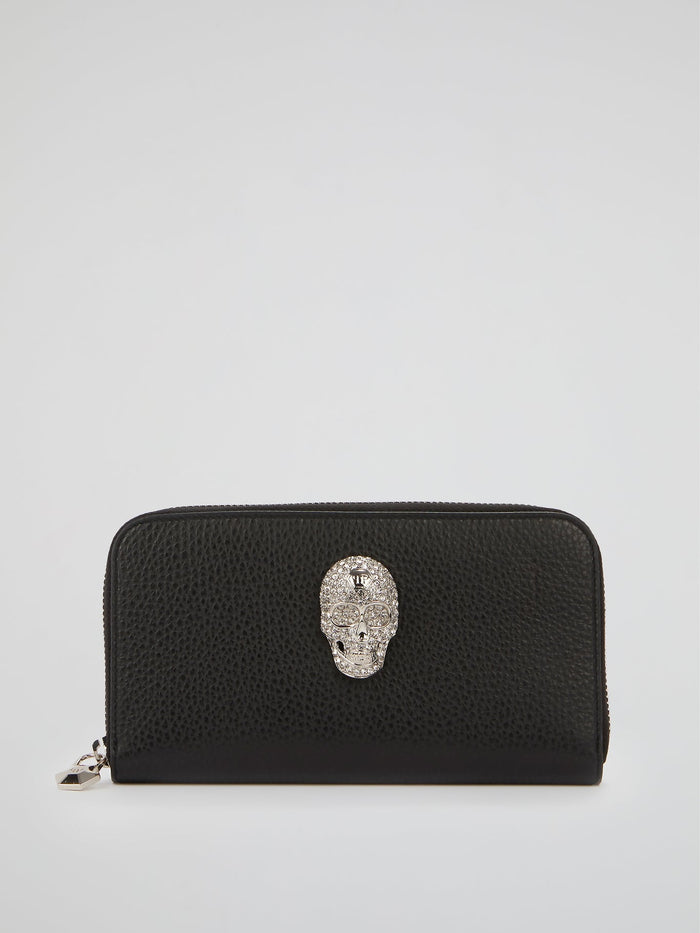 Black Crystal Skull Continental Wallet