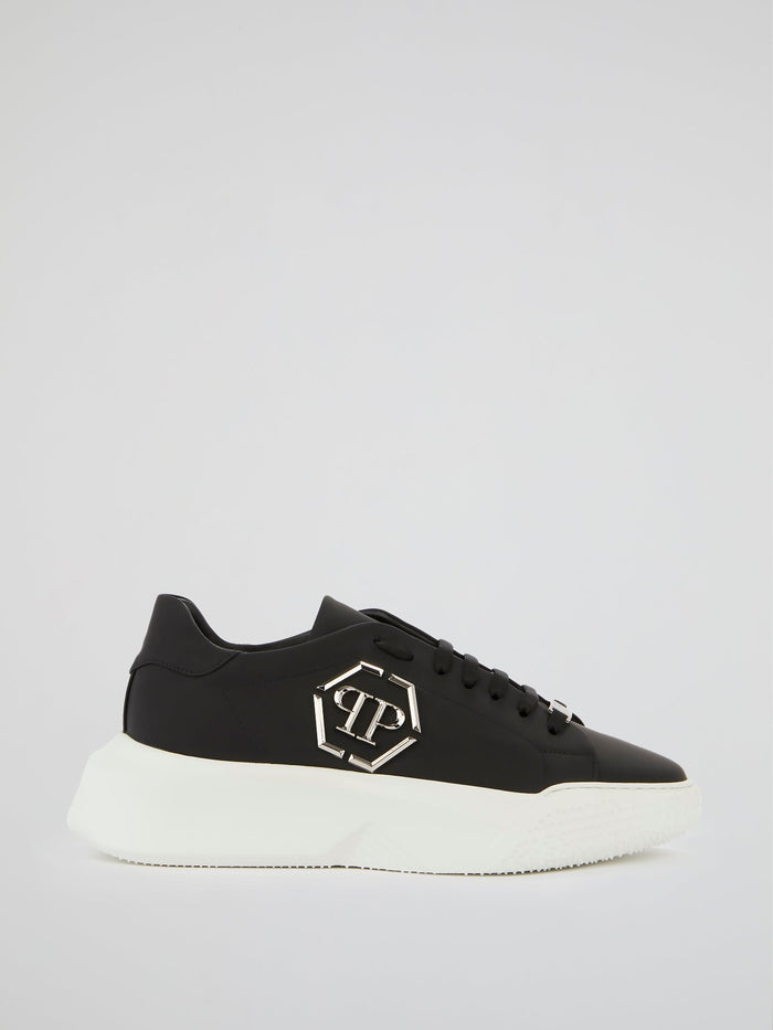 Black Monogram Embellished Platform Sneakers