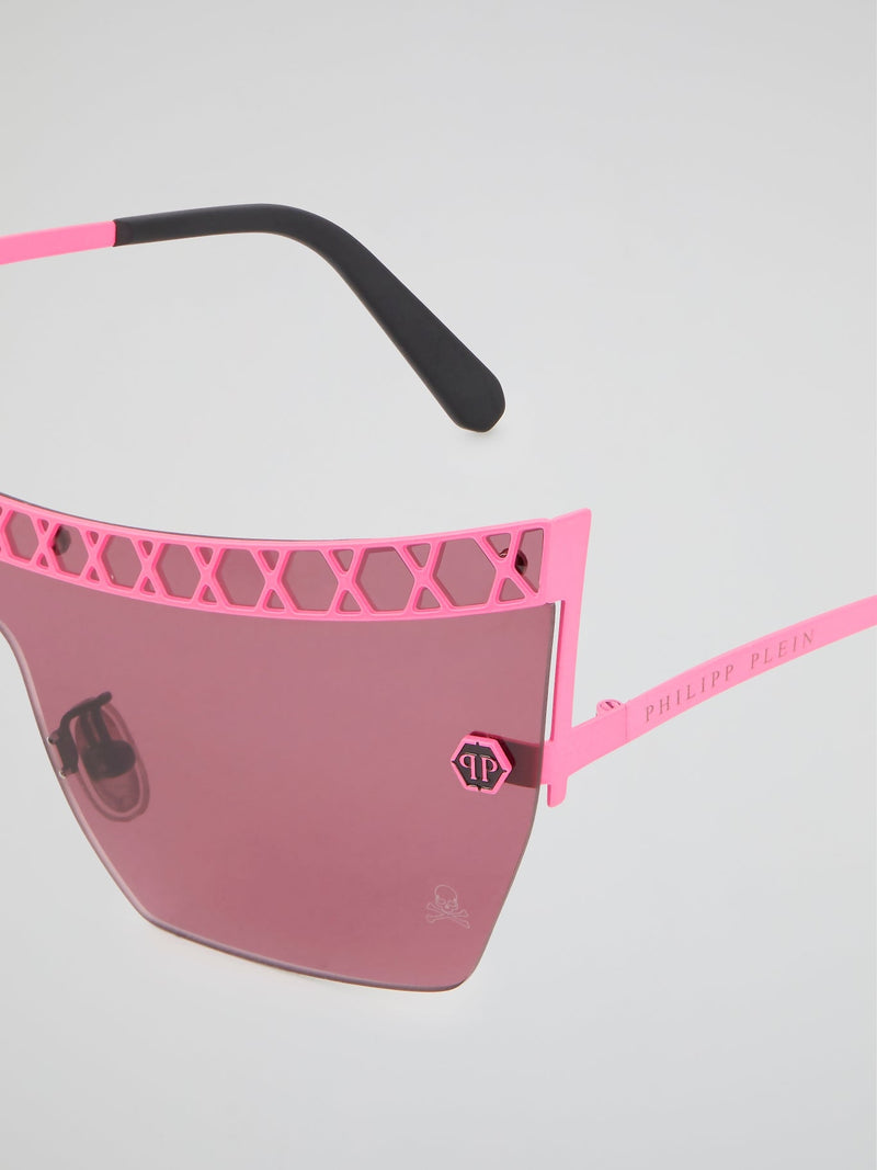 Pink Rimless Square Sunglasses