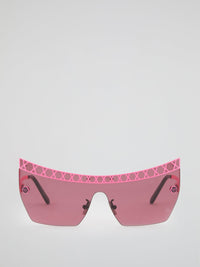 Pink Rimless Square Sunglasses