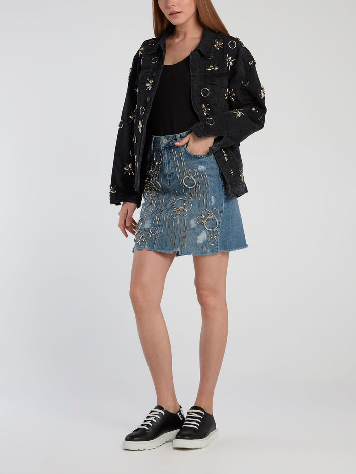 Black Embellished Denim Jacket