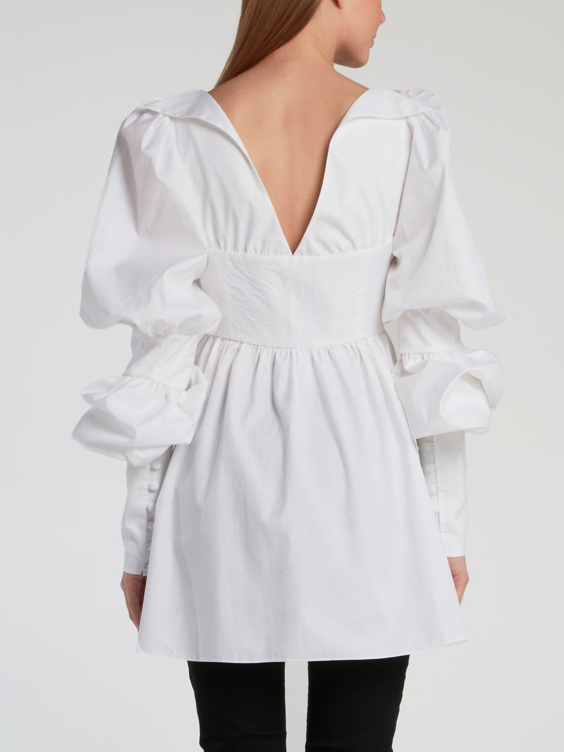 White Victorian Sleeve Flared Shirt