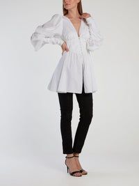 White Victorian Sleeve Flared Shirt