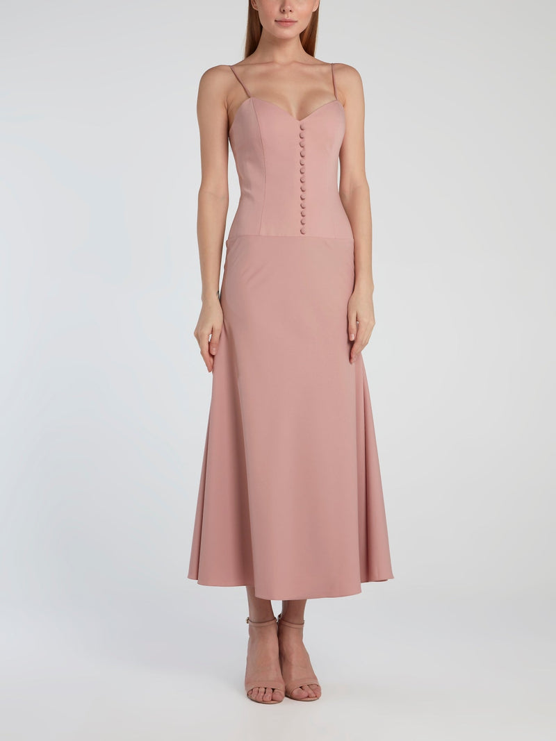 Pink Midi Dress With Removable Top