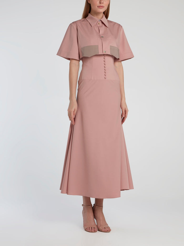 Pink Midi Dress With Removable Top