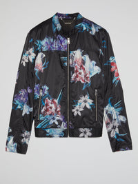 Floral Print Zip Up Jacket