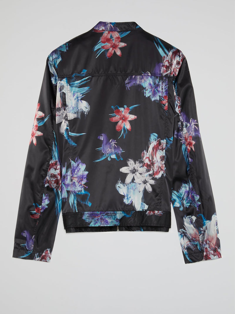 Floral Print Zip Up Jacket