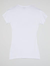 White Printed Scoop Neck T-Shirt