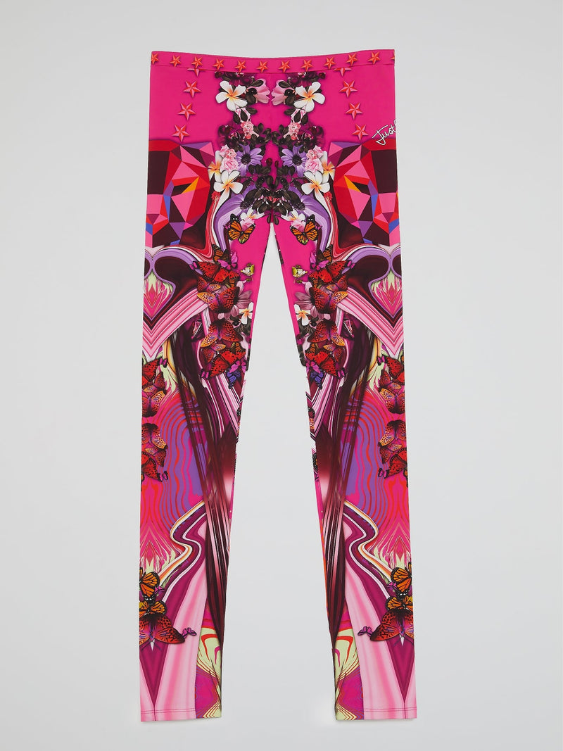 Pink Butterfly Print Leggings