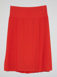 Red Accordion Pleated Skirt