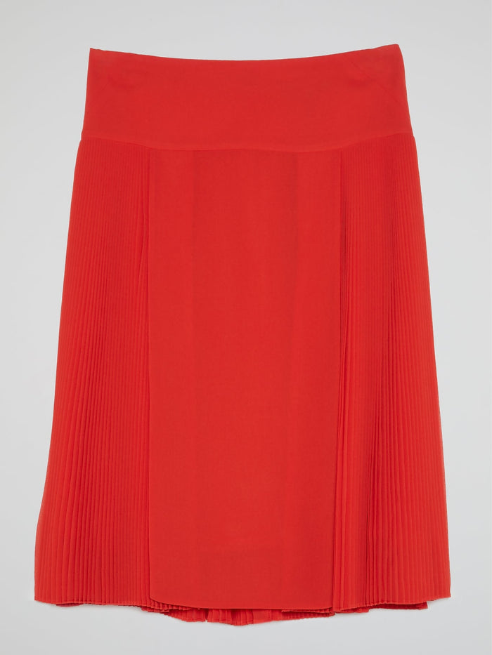 Red Accordion Pleated Skirt