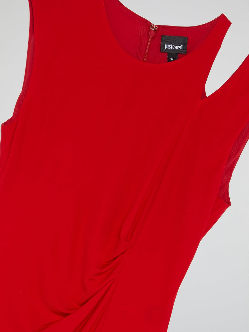 Red Cut Out Ruched Top