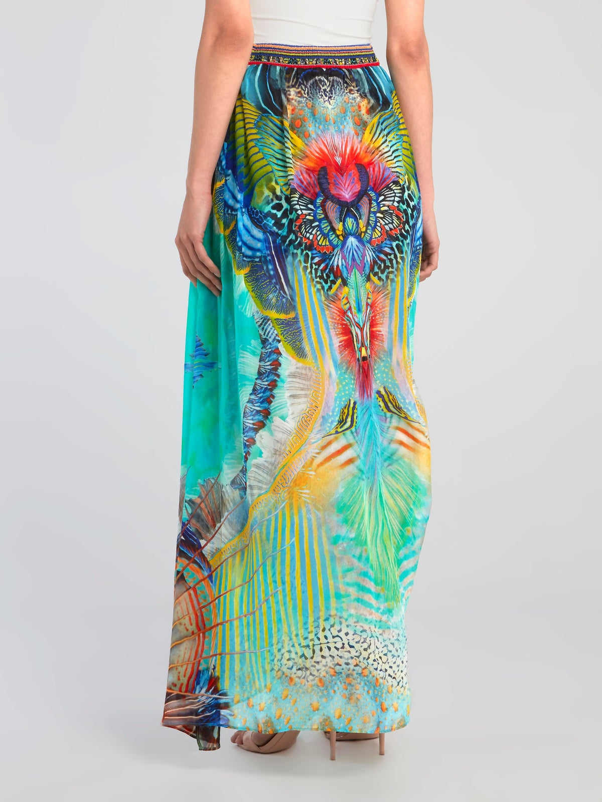 Side Split Overlay Silk Maxi Skirt