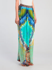 Side Split Overlay Silk Maxi Skirt